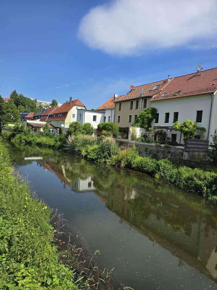 snaphot Döbeln, die Freiberger Mulde mit den Häusern der Klosterstraße, 20.06.2026 00:37